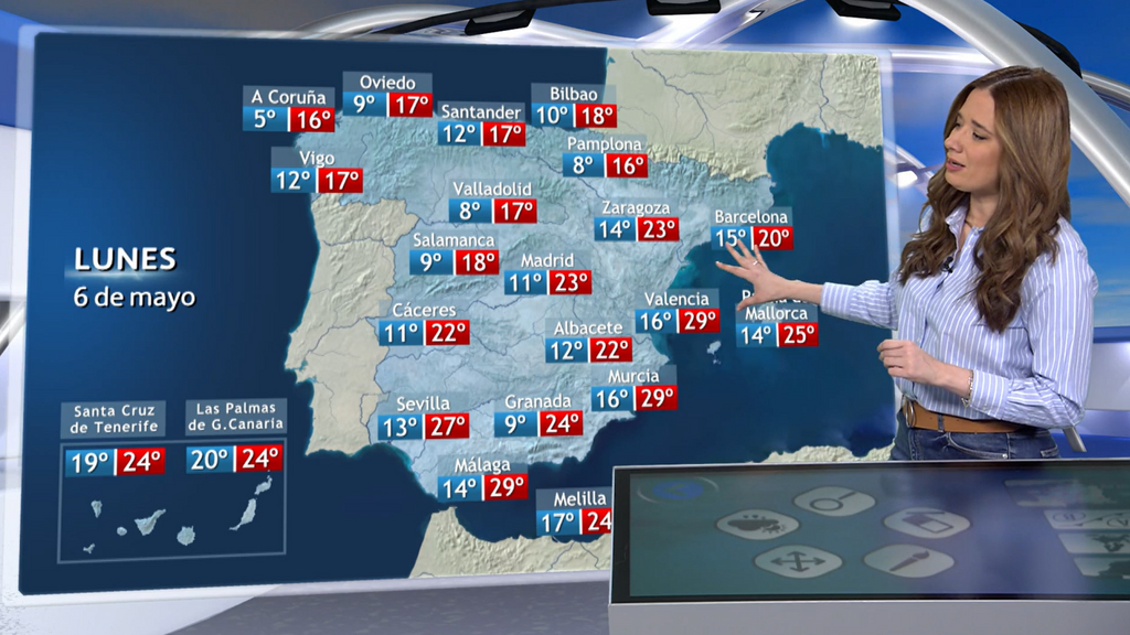 Las temperaturas máximas descenderán este lunes en casi toda España, excepto en Cataluña y Baleares
