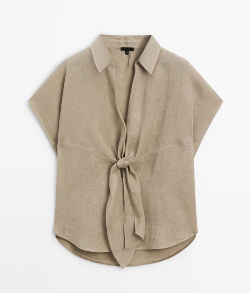 Camisa de lino beige