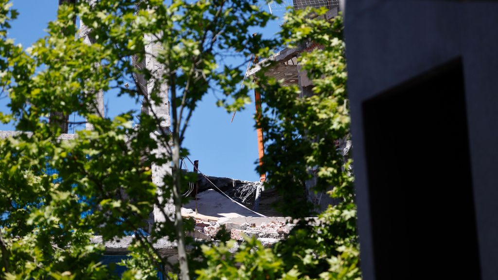 Parte del forjado derrumbado en el edificio de Herrera Oria