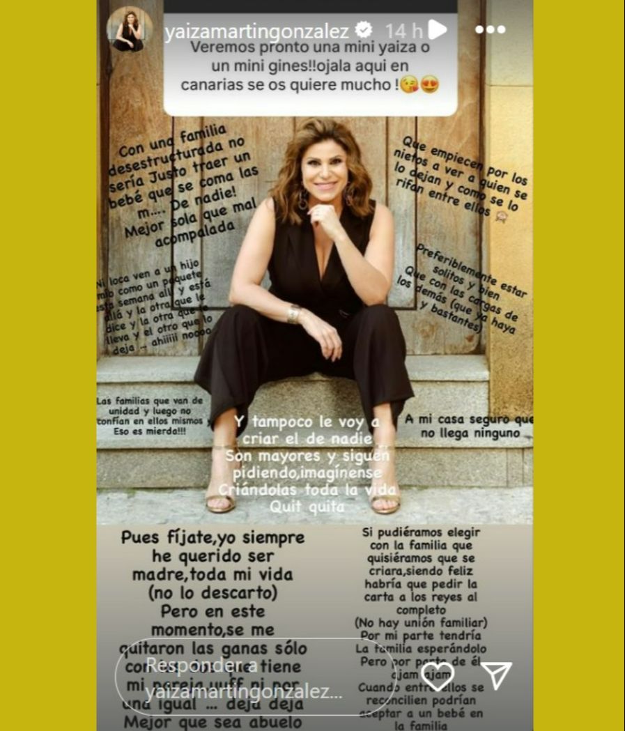 Yaiza Martínez revela por qué no quiere tener hijos con Ginés Corregüela