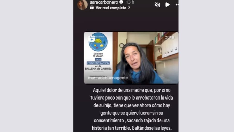 Reel de Sara Carbonero apoyando a la madre de Gabriel Cruz
