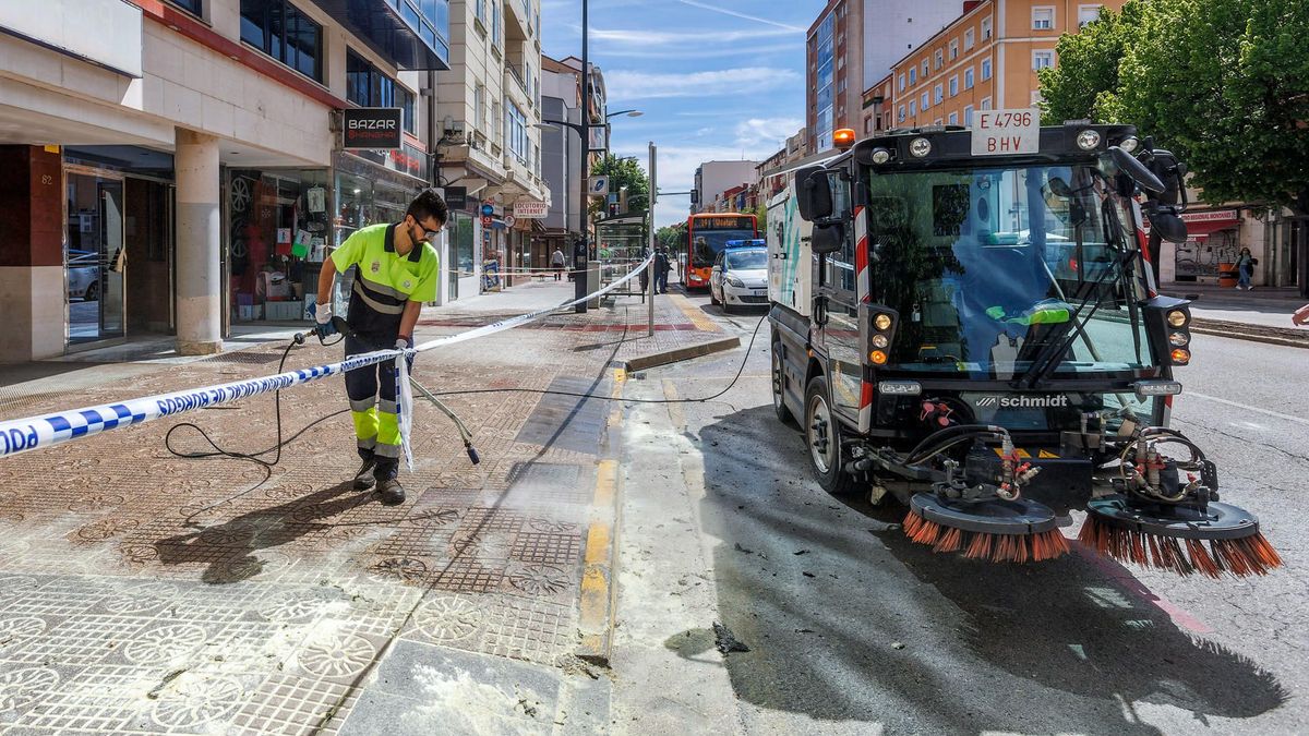 Lugar donde un hombre se ha quemado este miércoles, en la avenida del Cid de Burgos