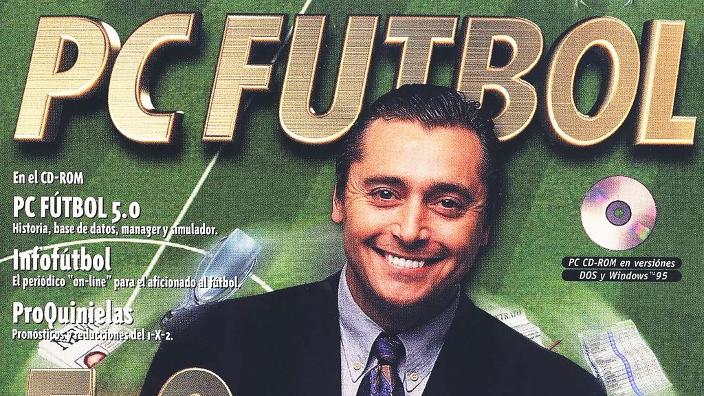 Michael Robinson en la portada del famoso PC Fútbol 5.0