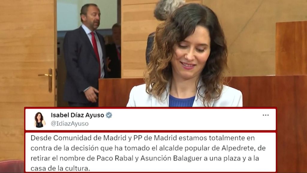 Isabel Díaz Ayuso deja solo al alcalde de Alpedrete y le pide que restituya el nombre de Paco Rabal