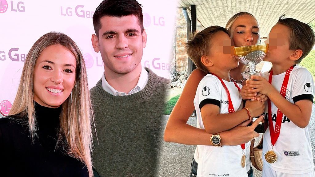 Álvaro Morata, Alice Campello y sus dos hijos mayores