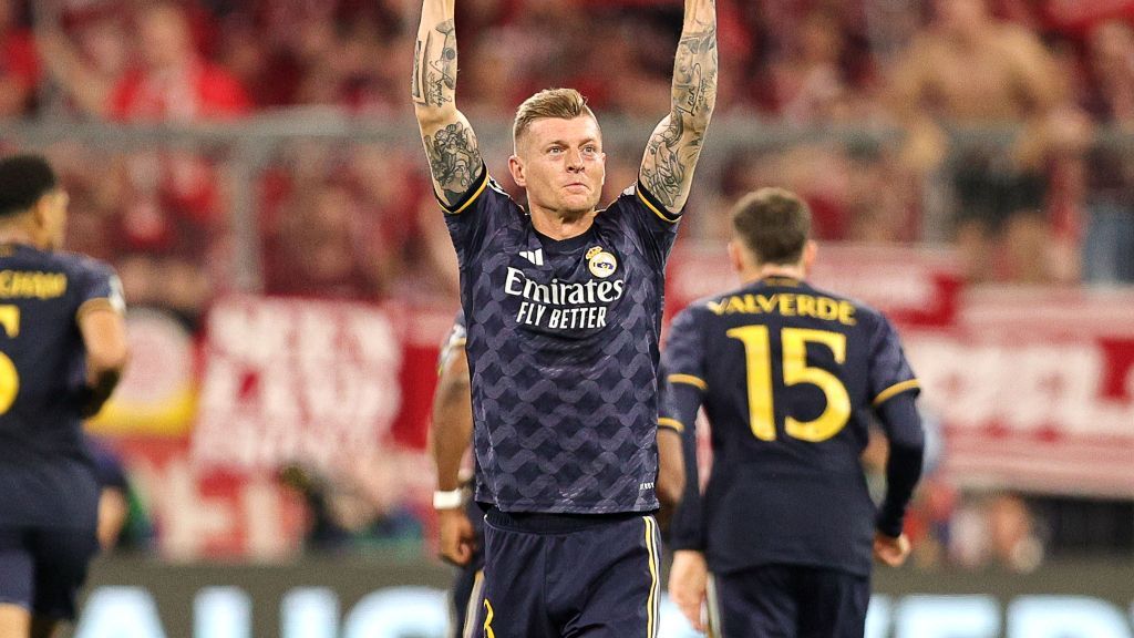Toni Kroos tras el gol de Vinicius ante el Bayern de Munich