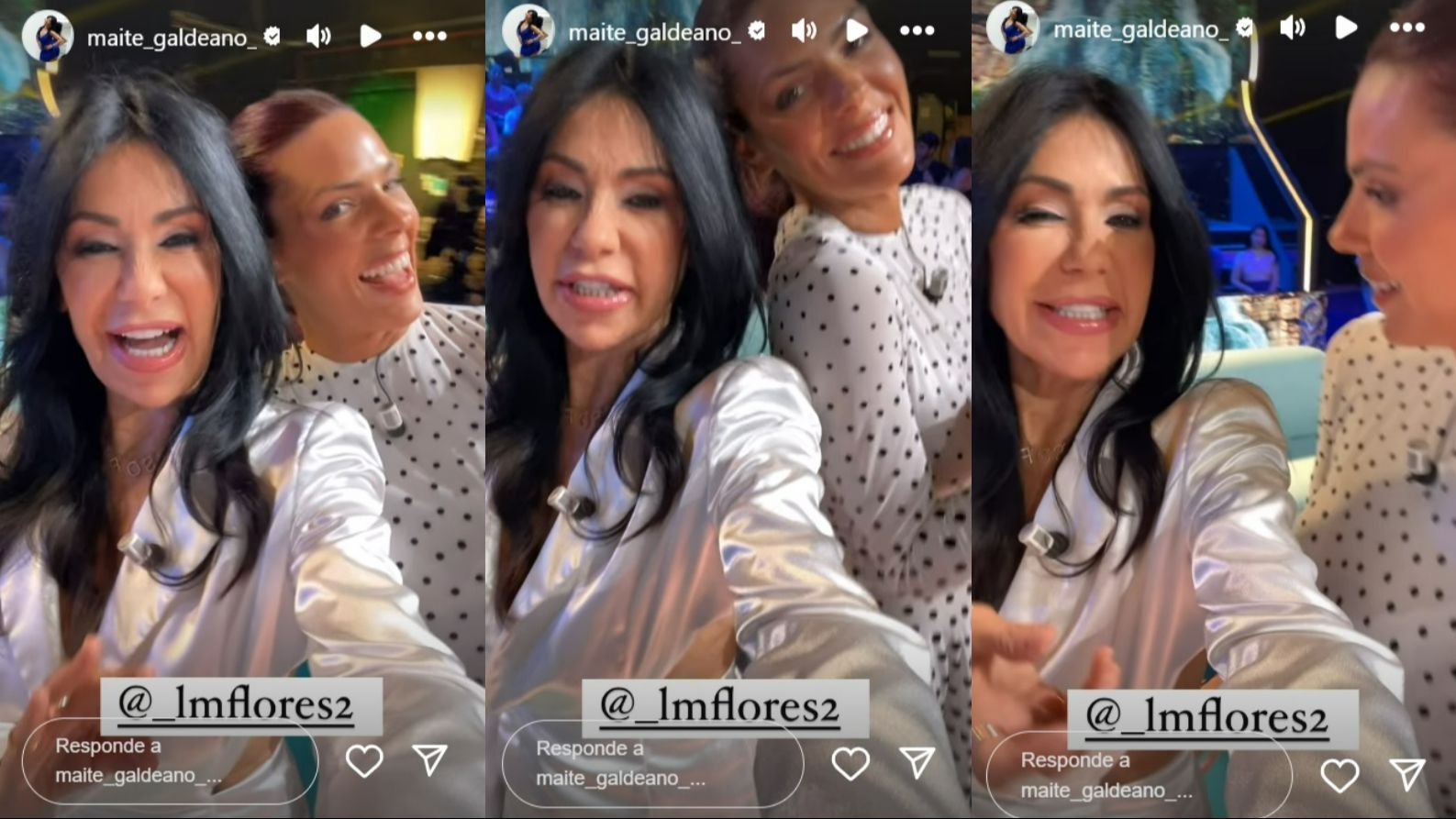 Maite Galdeano y Laura Matamoros charlan durante la publicidad