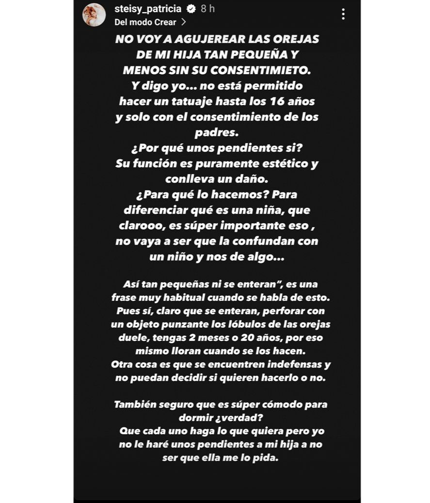 Steisy emite un comunicado con una decisión que afecta al futuro de su hija