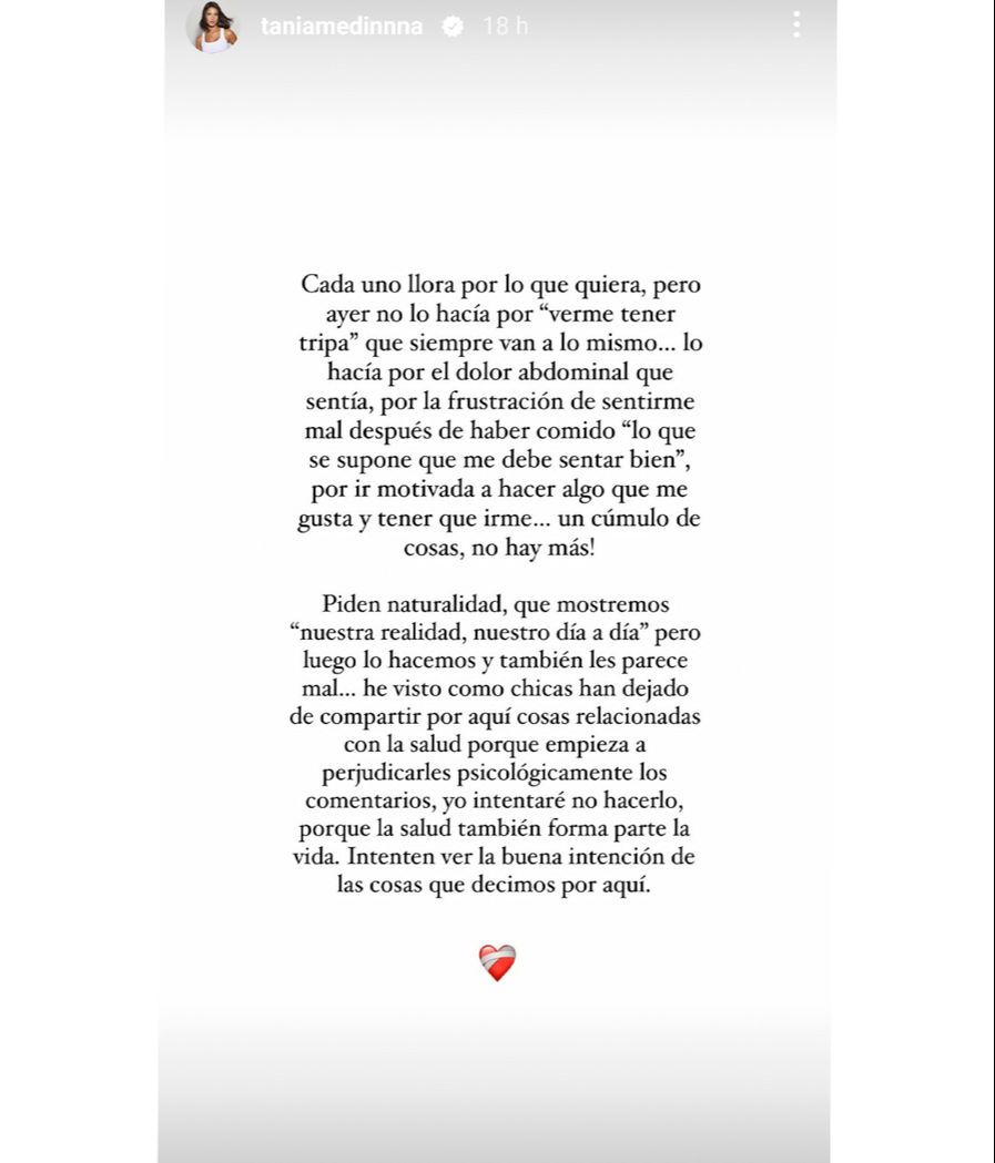 El comunicado que ha emitido Tania Medina tras el bajón emocional que ha sufrido