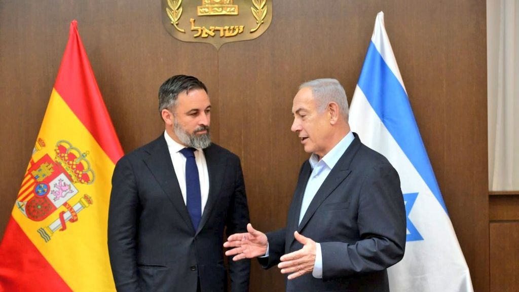 El presidente de Vox, Santiago Abascal, se reúne con el primer ministro israelí, Benjamín Netanyahu, en Israel