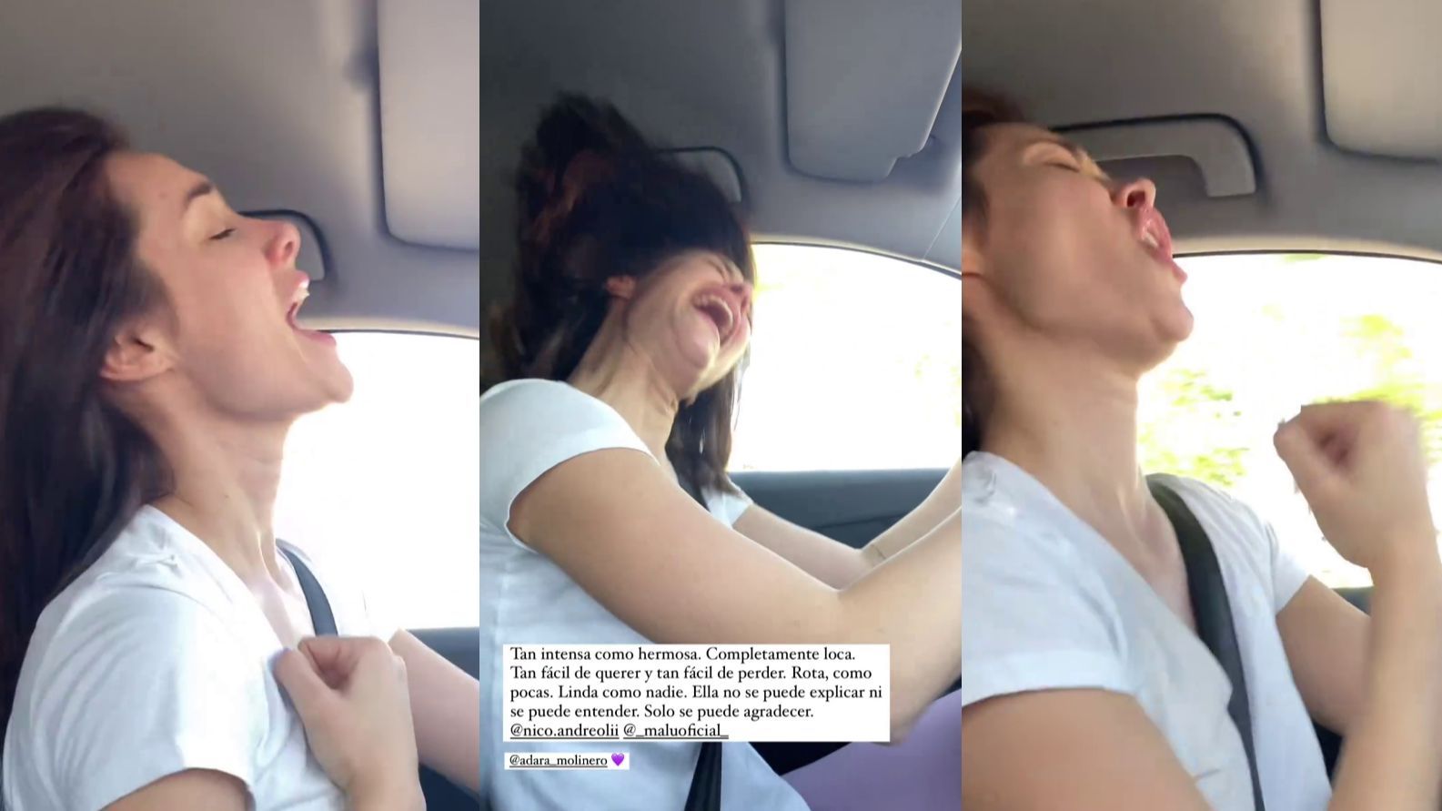 Adara Molinero, cantando en el coche