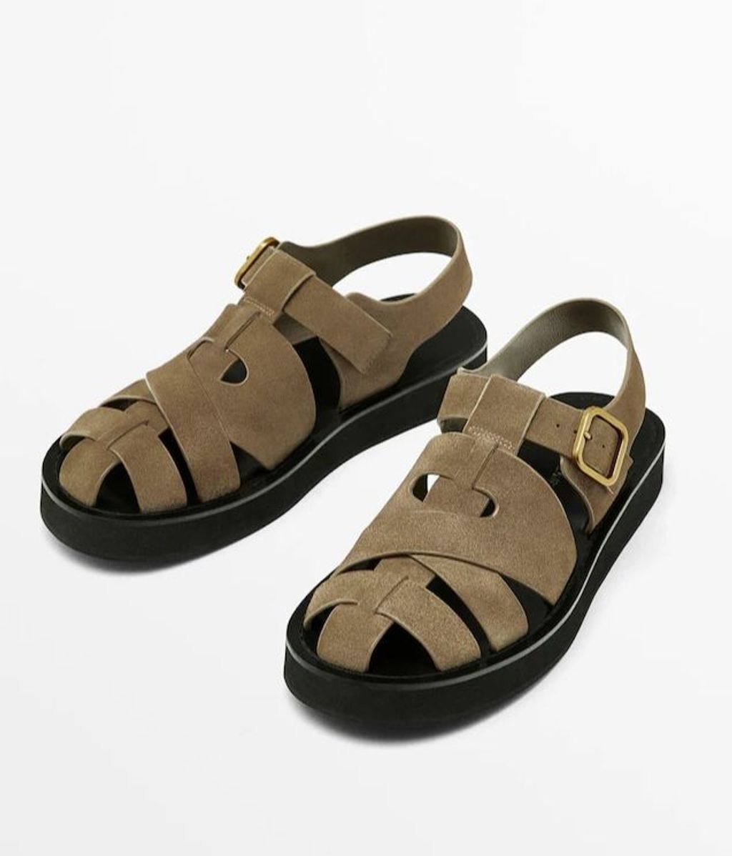 Sandalias cangrejeras de serraje de Massimo Dutti