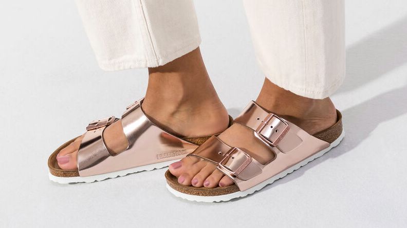 Sandalias de cuero metalizadas de Birkenstock