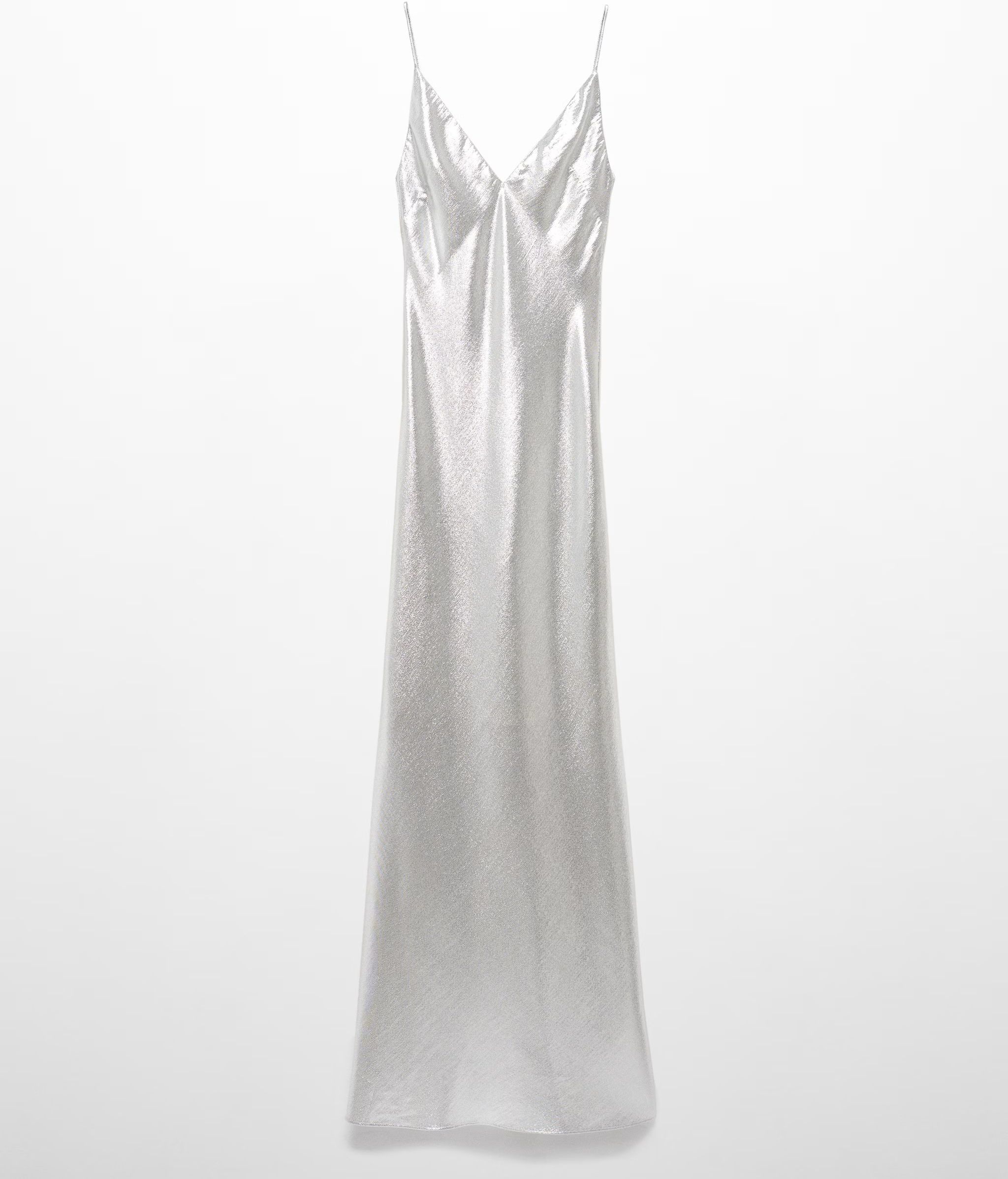 Vestido lencero metalizado de Mango