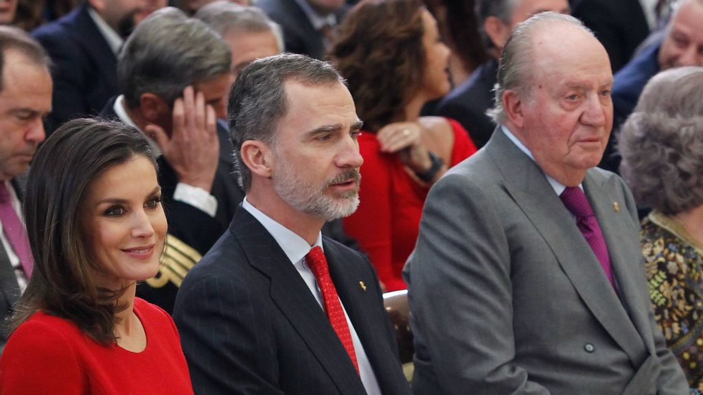Los reyes Felipe y Letizia y los eméritos Juan Carlos y Sofía en 2018.