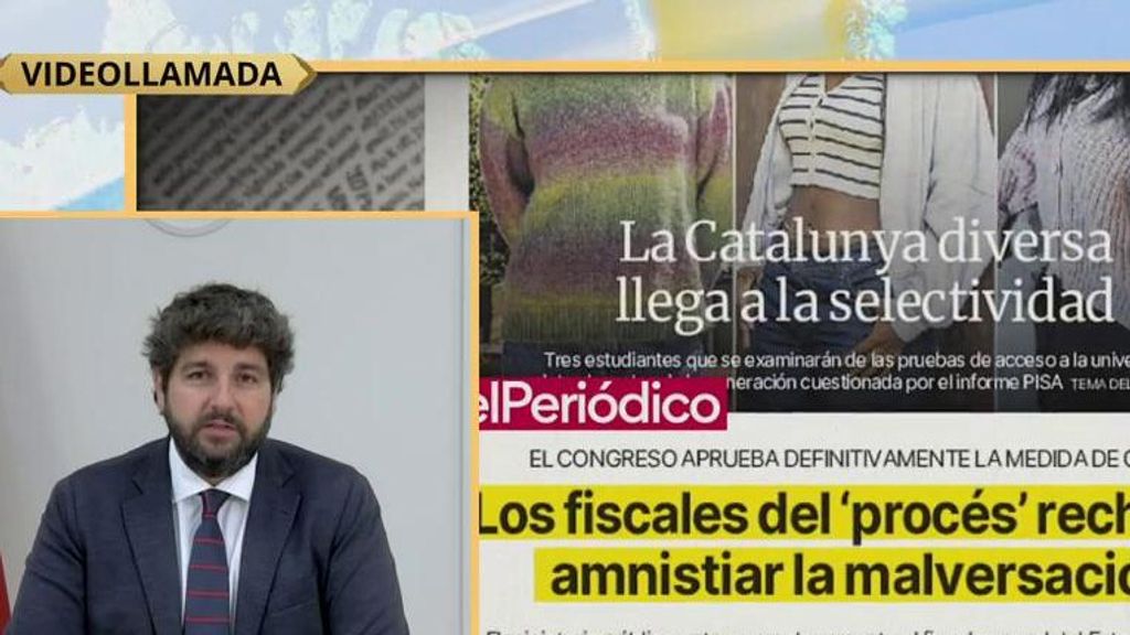 Fernando López Miras, presidente de la región de Murcia: "Debe ser humillante no ser capaz de estar en el debate de la ley que te ha hecho presidente del Gobierno"