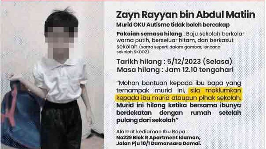 Zayn Rayyan Abdul Mattin, un niño de seis años asesinado en diciembre en Malasia
