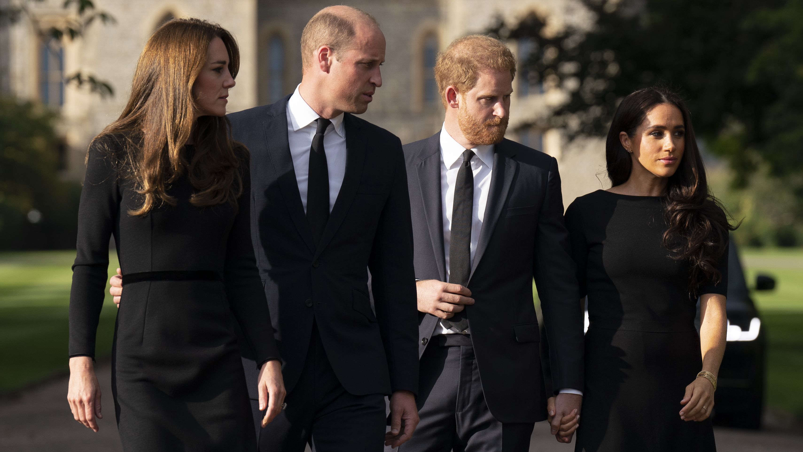 Kate Middleton, Guillermo, Harry y Meghan Markle en septiembre de 2022.