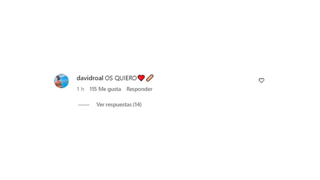 David Rodríguez comenta el post de Anabel Pantoja celebrando su embarazo