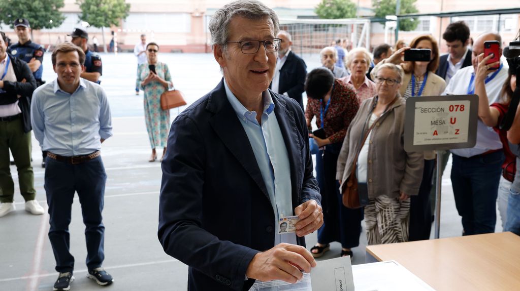 Alberto Núñez Feijóo vota en las elecciones europeas en Madrid