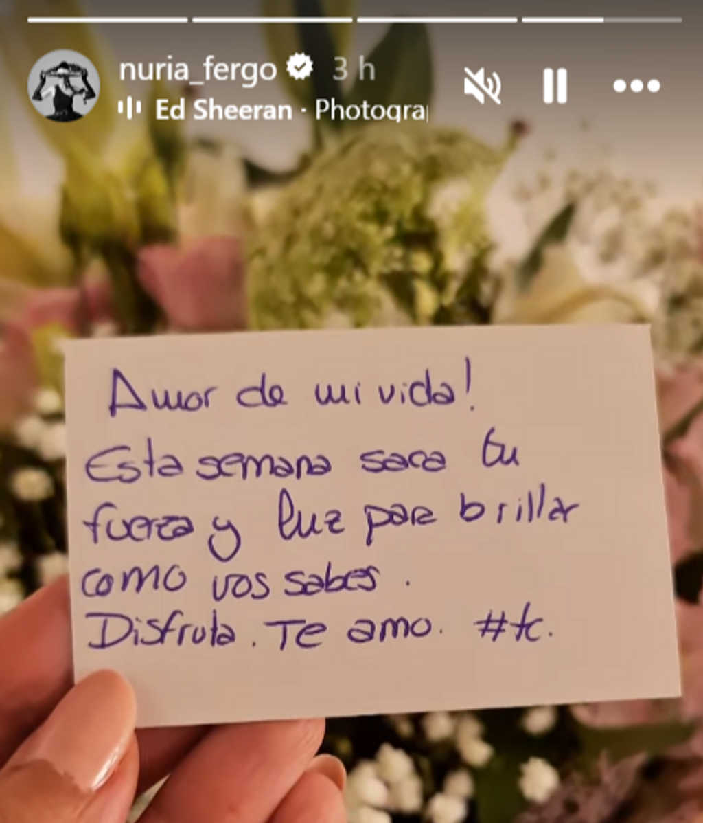 Nuria Fergó comparte a través de redes la sorpresa de Juan Pablo Lauro.