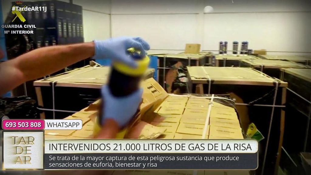 La Guardia Civil incauta más de 21.000 litros de gas de la risa en Málaga: los peligros de esta popular y barata droga