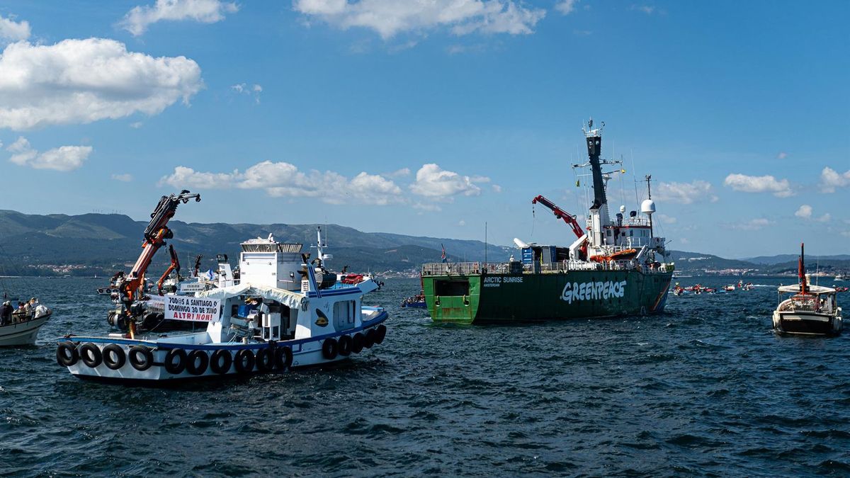 Protesta contra Altri en la ría de Arousa, Pontevedra