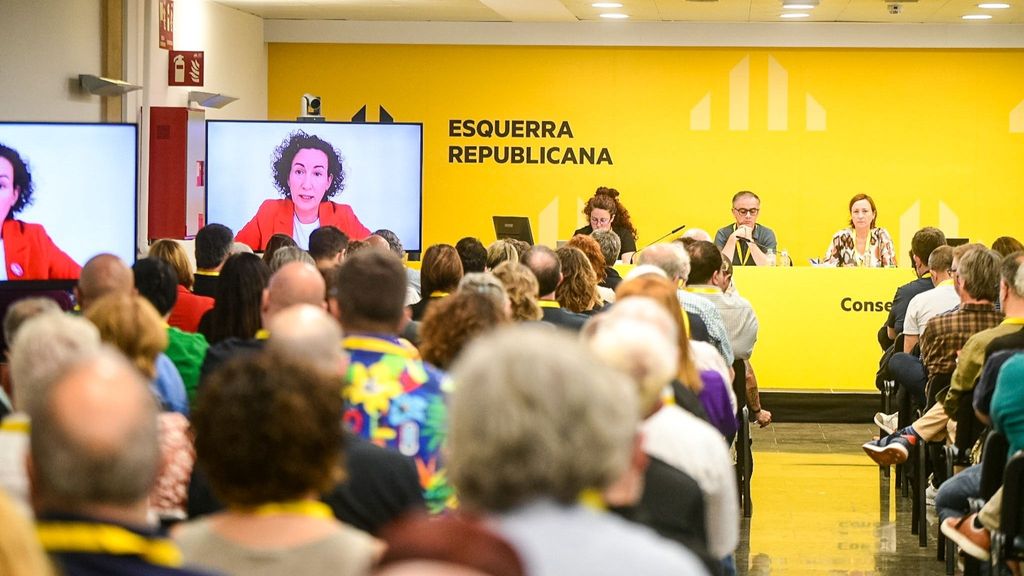 La secretaria general de ERC, Marta Rovira, en conexión telemática en la reunión del Consell Nacional de los republicanos en Barcelona