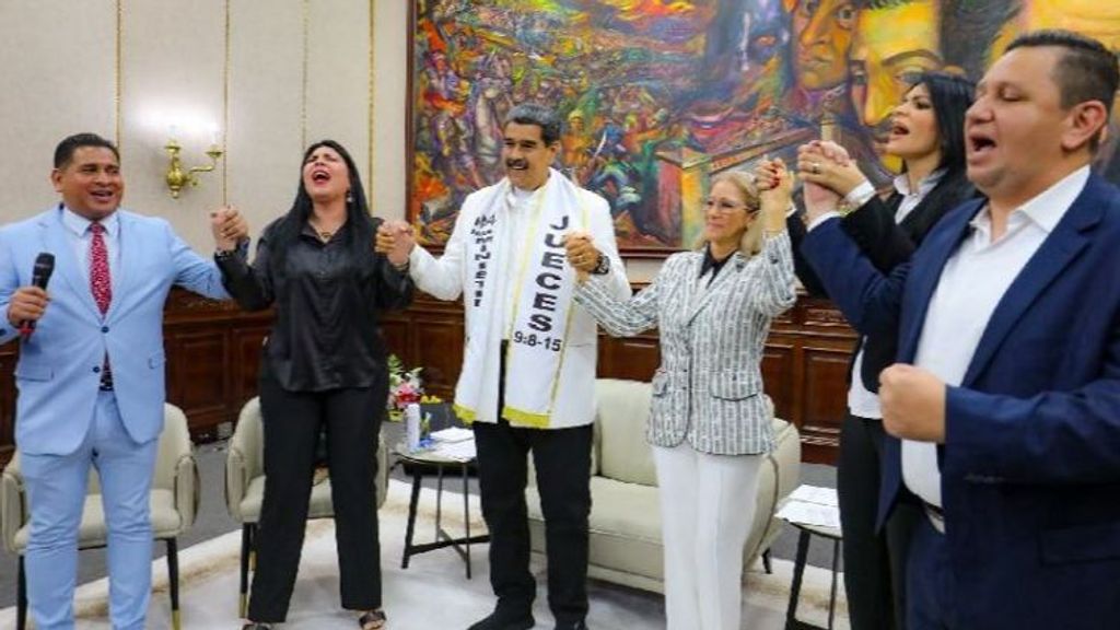 Nicolás Maduro durante un encuentro con pastores evangélicos el sábado 15 de junio.