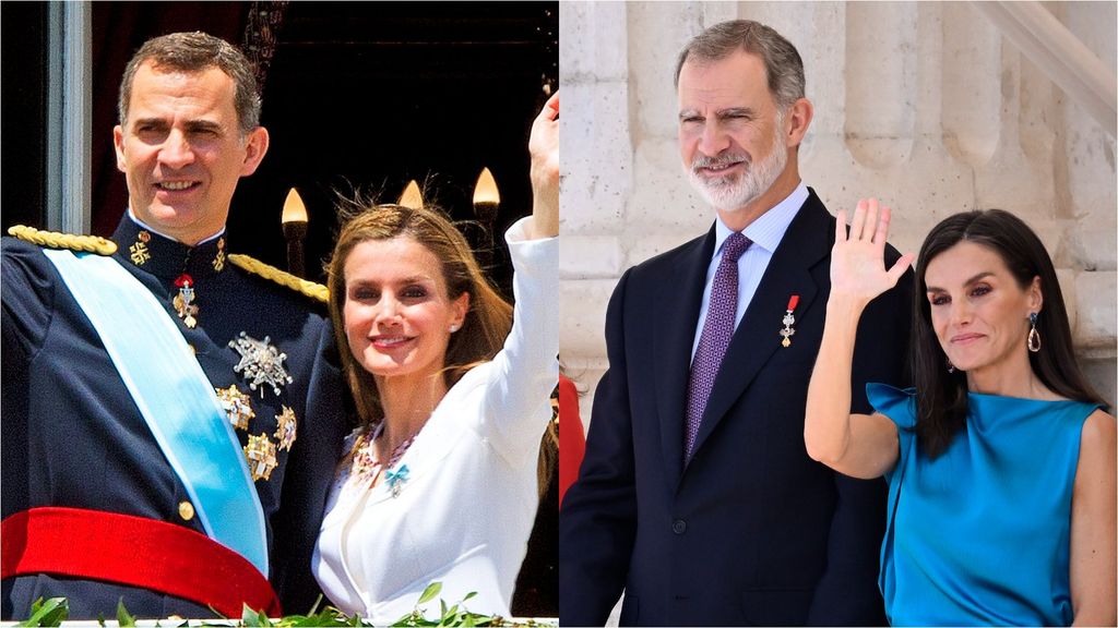 Así han cambiado Felipe VI y Letizia en estos 10 años de reinado (Fotomontaje con imágenes de Getty Images)