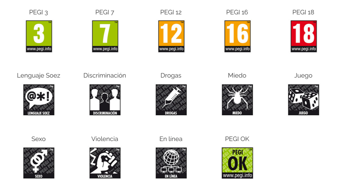 Código PEGI de calificación por edades de los videojuegos