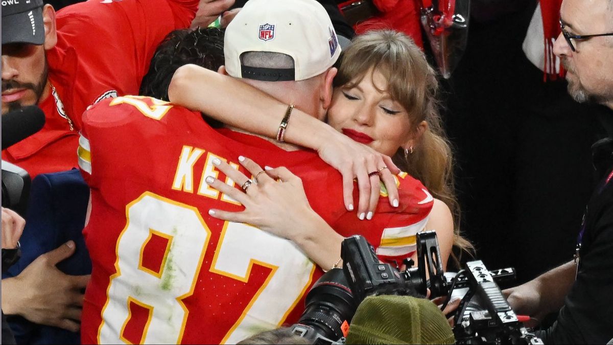 Taylor Swift y Travis Kelce en la final de la Super Bowl