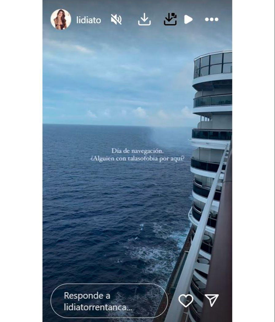 Lidia Torrent habla de la talasofobia que está sintiendo en un día de navegación del crucero