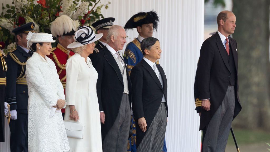 Los reyes Carlos III y Camila, el príncipe Guillermo, el emperador Naruhito y la emperatriz Masako, este 25 de junio.
