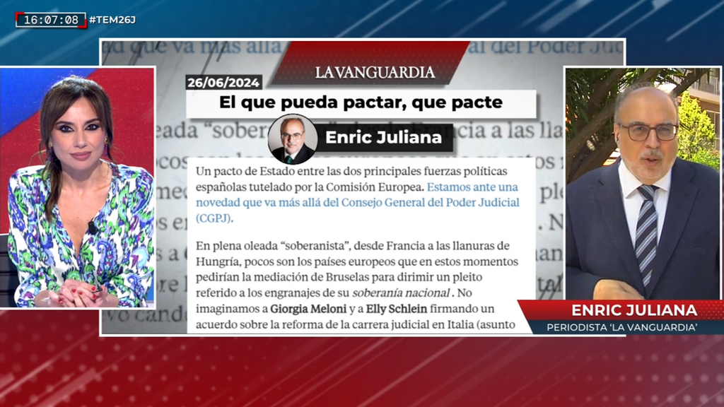 Enric Juliana, tras el acuerdo entre el PP y PSOE para renovar el poder judicial: "En la Comisión Europea preocupaba que en España hubiese desacuerdo"