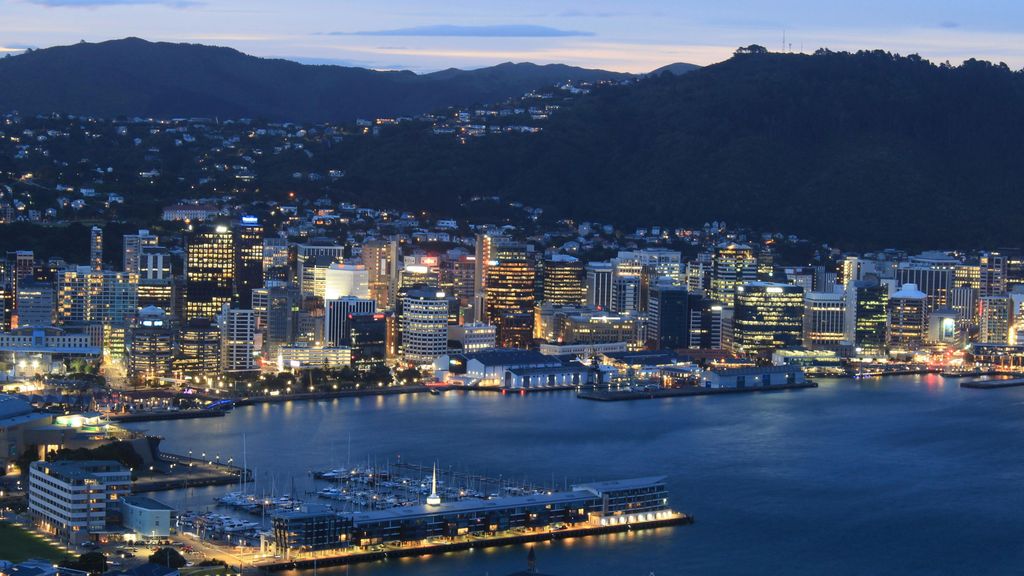 La ciudad de Wellington de noche