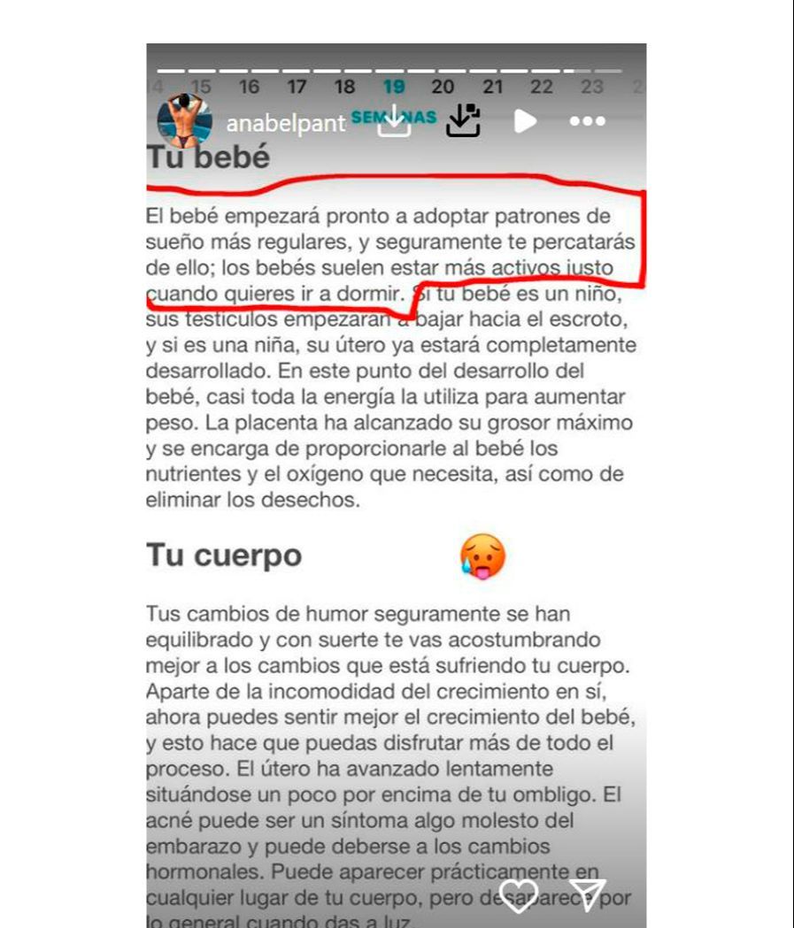 Los nuevos síntomas que puede experimentar Anabel Pantoja al entrar en su semana 19