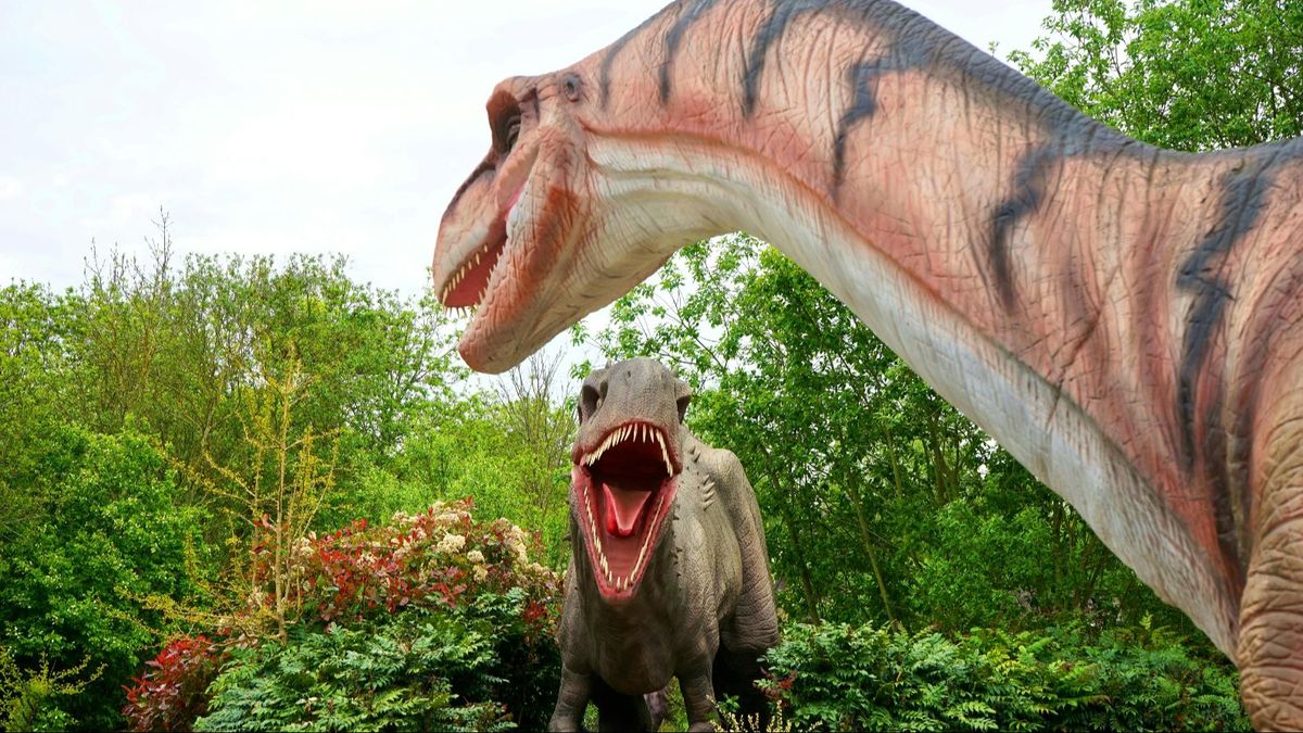 Simulación de dos dinosaurios