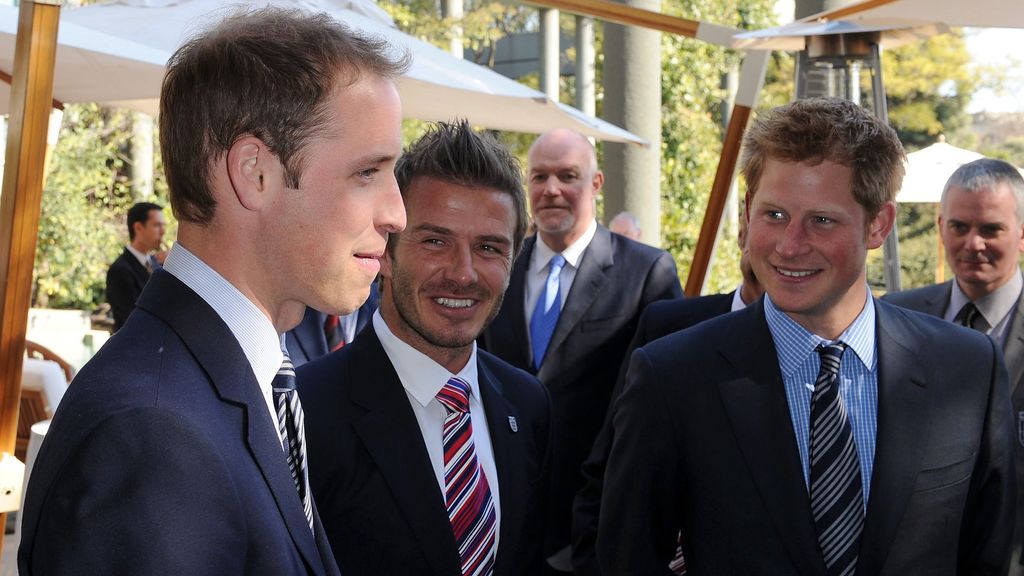 El príncipe Guillermo, David Beckham y el príncipe Harry en una imagen de archivo.