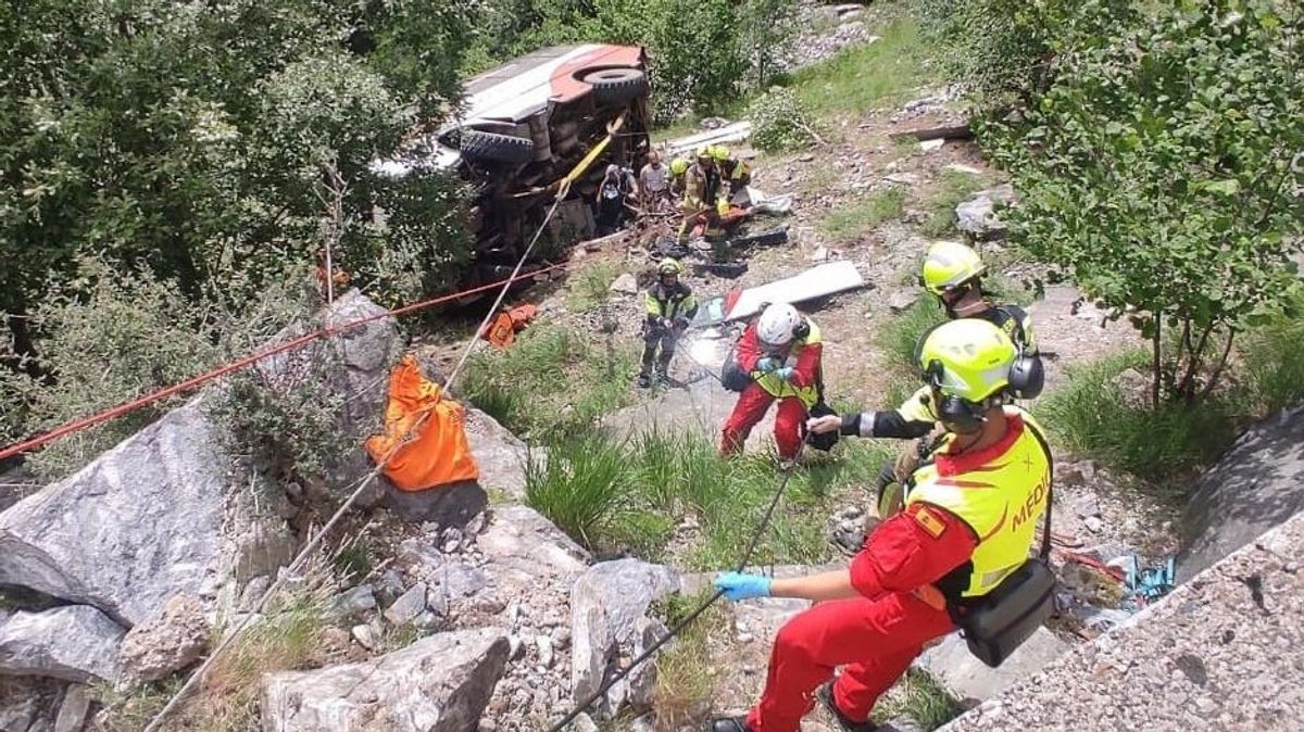 El SPEIS de Huesca, en el rescate de las personas accidentadas en la pista que une Eriste con el Refugio 'Ángel Orús'.