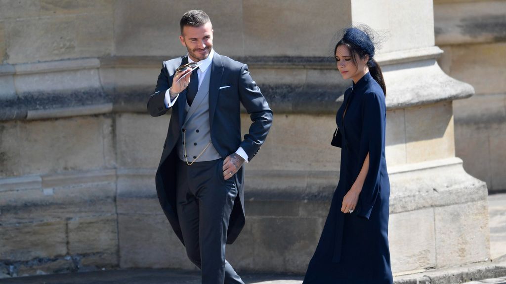Los Beckham en la boda del príncipe Harry, en 2018.