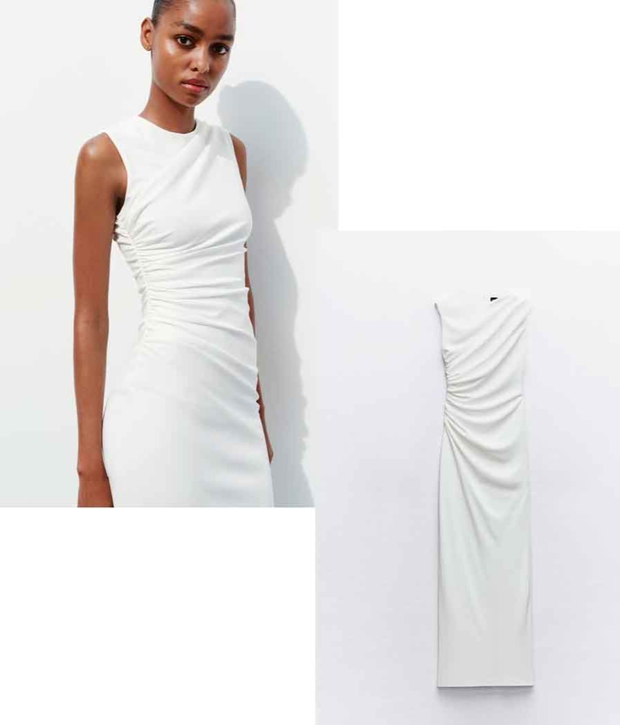 Vestido Zara midi drapeado