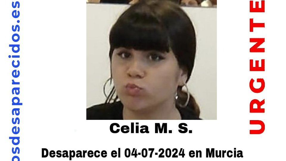Celia M.S., una menor de 16 años desaparecida desde hace dos días en Murcia