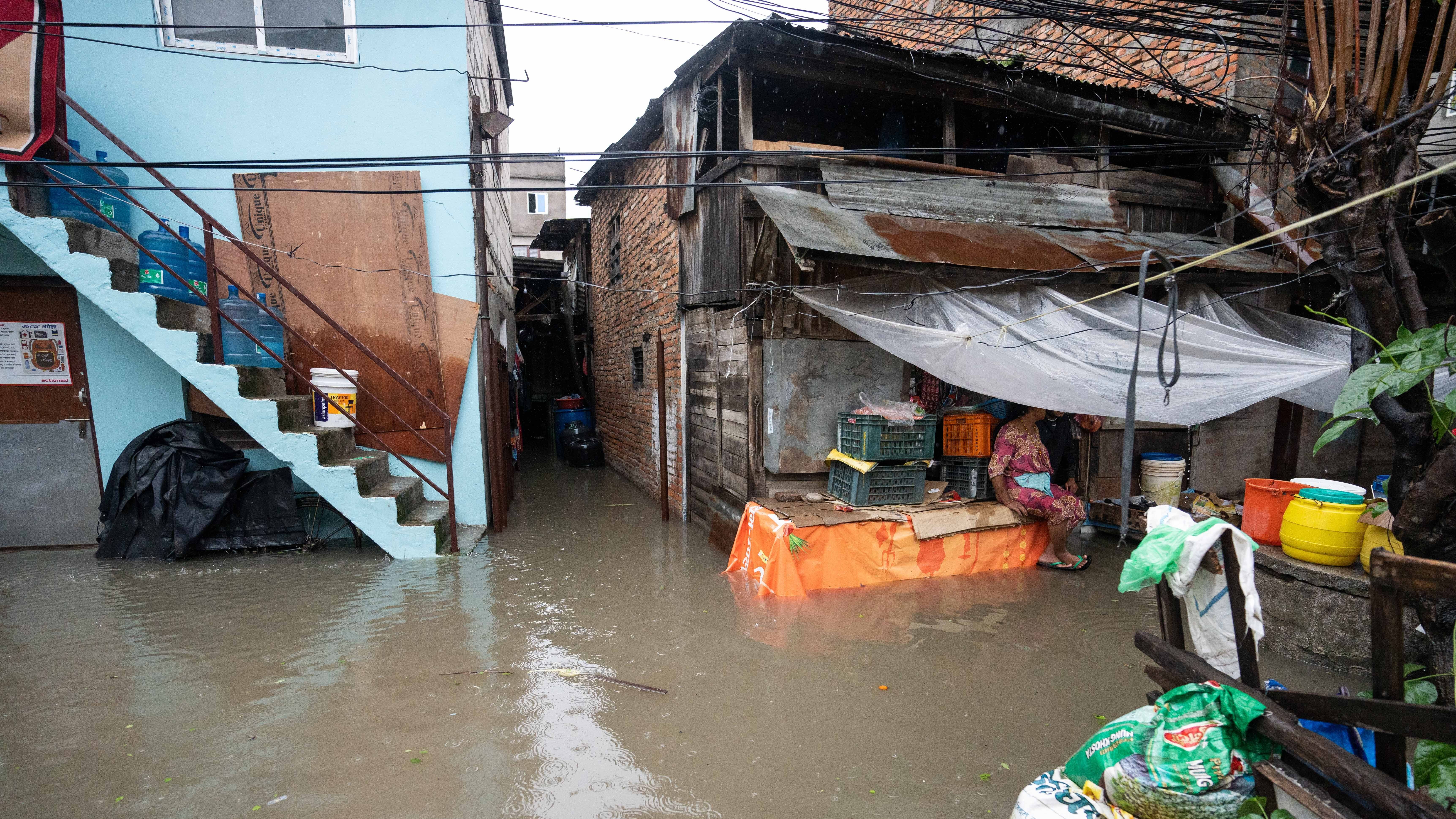 Inundación en una zona residencial de Nepal