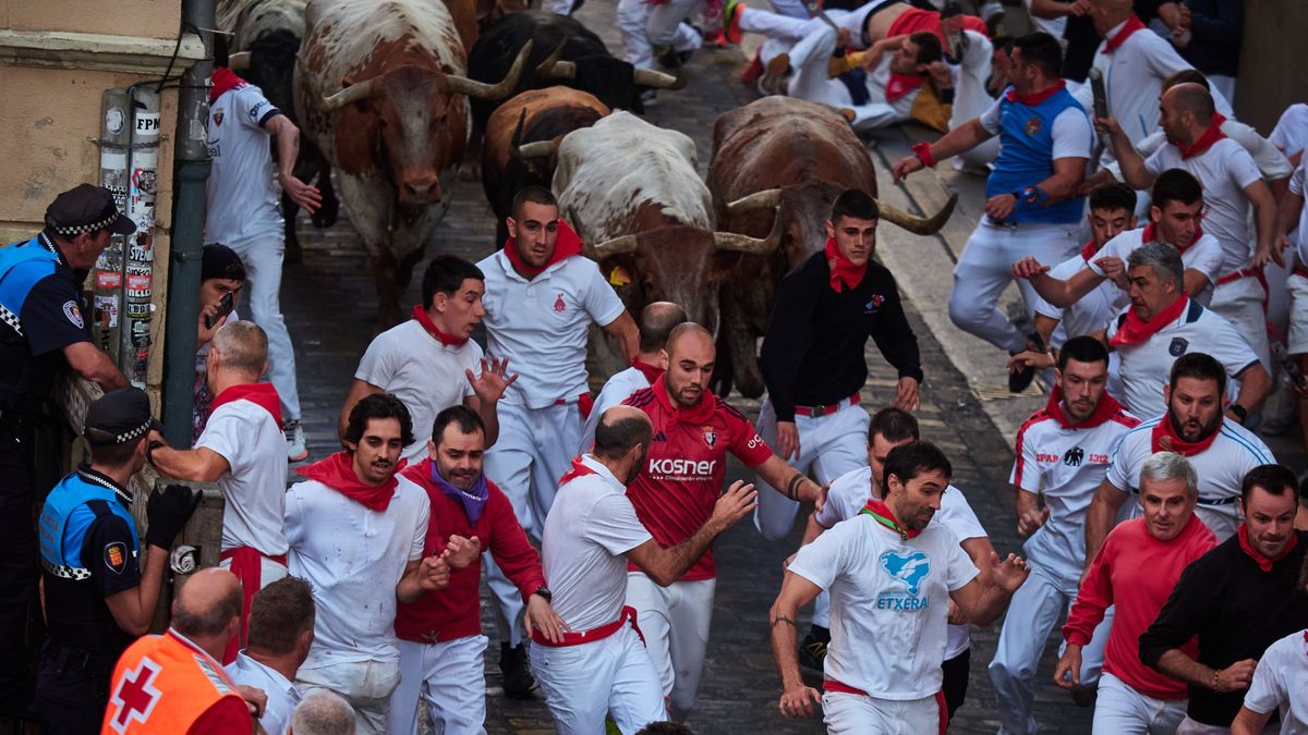 Imagen del segundo encierro de los Sanfermines de 2024