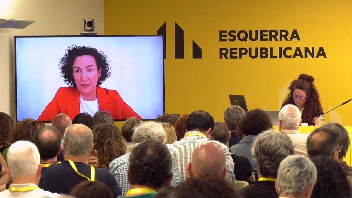 La secretaria general de ERC, Marta Rovira, en conexión telemática ante la reunión del Consell Nacional de la formación en Barcelona