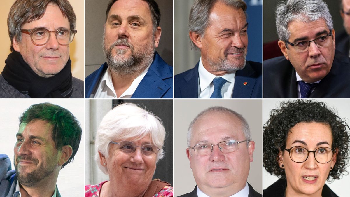 Carles Puigdemont, Oriol Junqueras, Artur Mas, Francesc Homs, Toni Comín, Clara Ponsatí, Lluís Puig y Marta Rovira