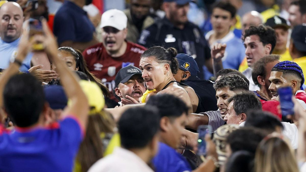 Batalla campal en el Uruguay-Colombia en la Copa América: Darwin Núñez y Araújo, a la pelea con aficionados colombianos