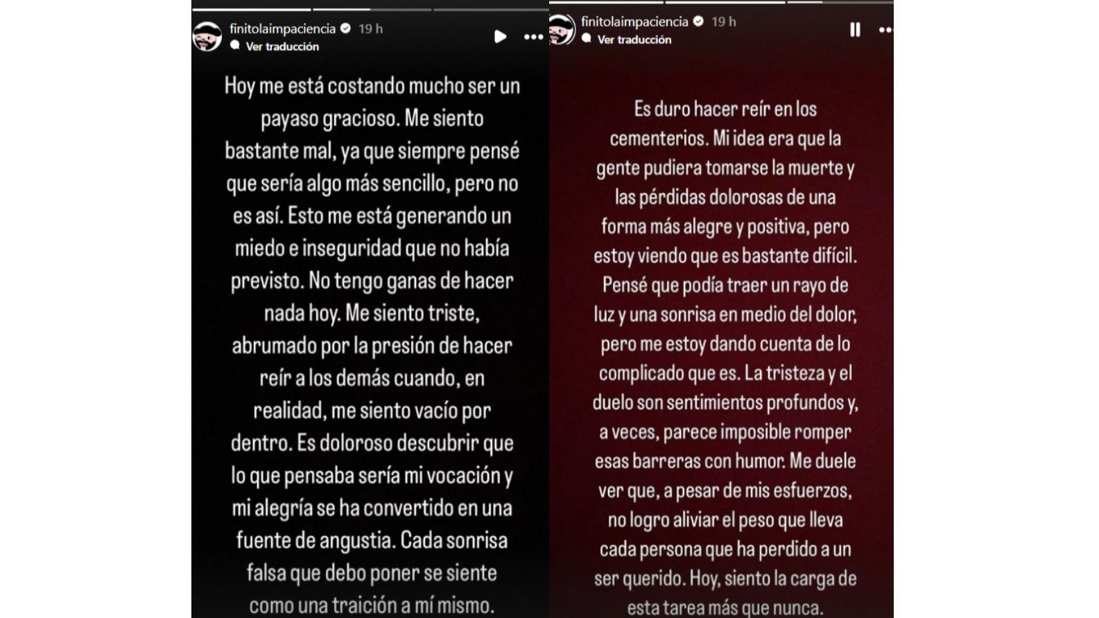 Finito se derrumba hablando de su dura situación emocional