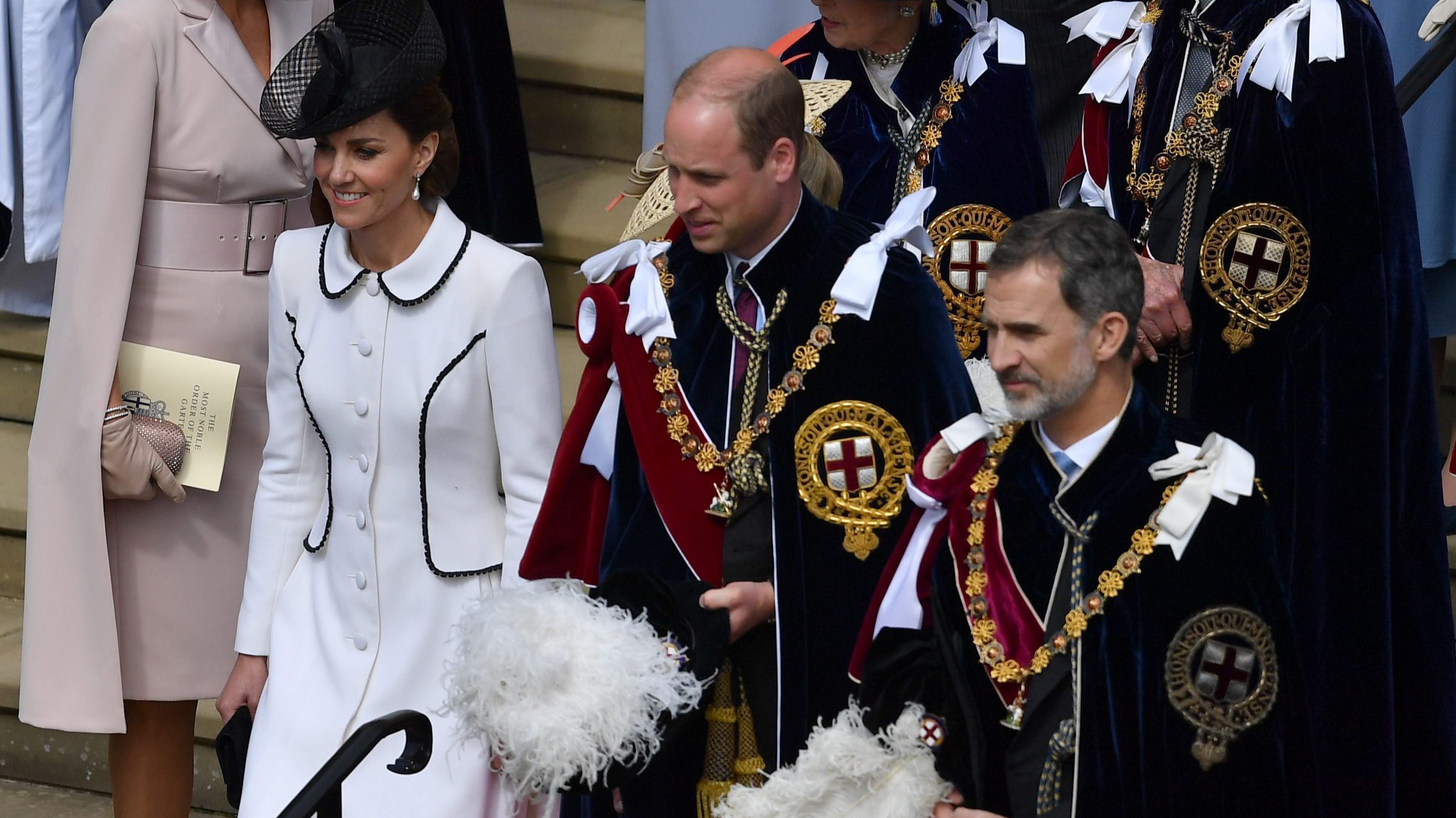 Kate Middleton, el príncipe Guillermo y el rey Felipe VI en 2019.